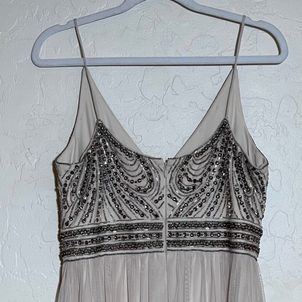 BHLDN Anthropologie Vilette Maxi Dress Beaded Bodice Strappy Blush Womens Size 4 - Picture 9 of 15